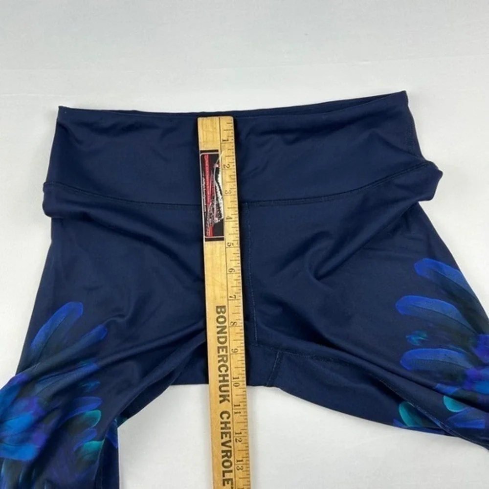 Alo Yoga Womens Navy Blue Graphic Feather Print High Waist Leggings Sz S RN87370